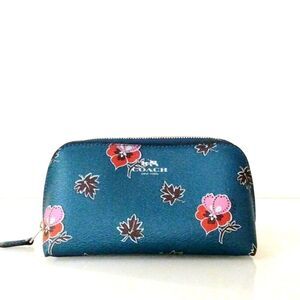Coach Dark Teal Wildflower Cosmetic Bag
